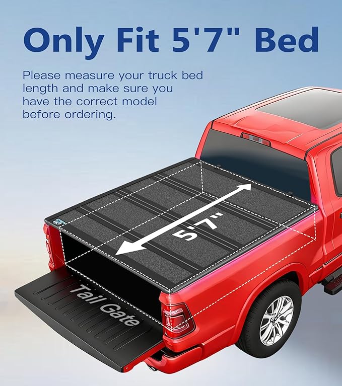PM Auto Hard Quad-Fold Flip Cover Replacement for 2024 Ford F-150 Lightning 5'7" (67") Bed