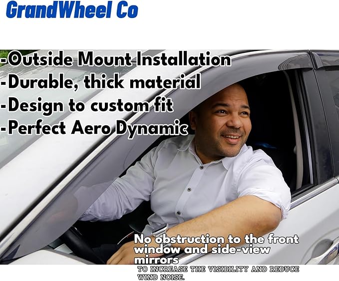 Window Deflectors Smoke Tinted Tape-On Side Window Vent Visor Deflectors Rain Guards Compatible with Escalade 2021-2026 - 4pcs. GW0277