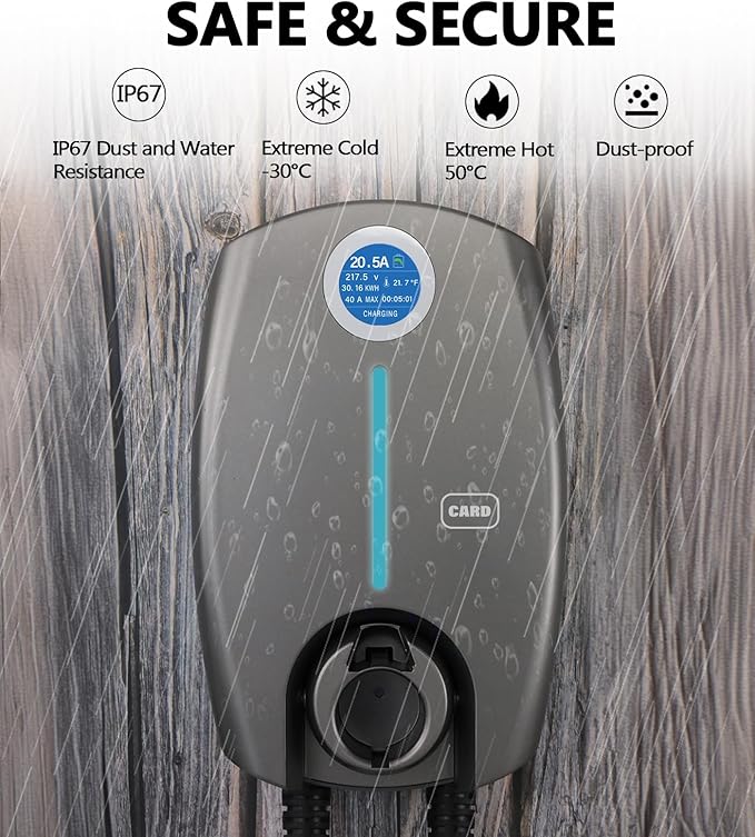 Home Smart Level 2 EV Charger up to 40 Amp, Indoor Outdoor Fast Charging Station with NEMA 14-50 Plug for All J1772 Electric Vehicles, Wi-Fi and Bluetooth Enabled EVSE, 25-Foot Cable