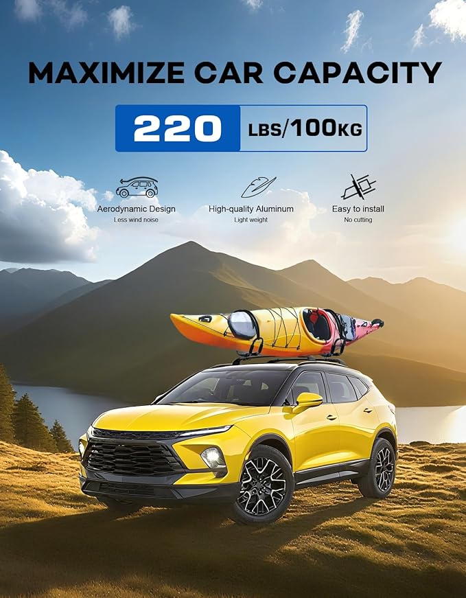 Roof Rack Cross Bars 220lbs Compatible with Chevy Chevrolet Blazer EV 2024 2025 2026,Heavy Duty All-Metal Aluminum Roof Rails Crossbars Cargo Canoe