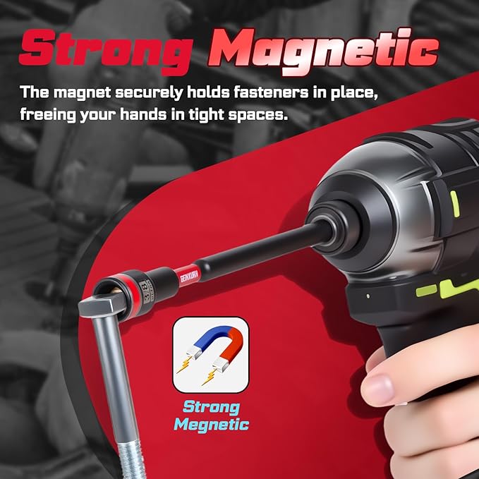 25Pieces Magnetic Nut Driver Set for Impact Drill Metric and SAE Sizes with Plastic Tool Box Storage, Built for Professional & DIY Projects