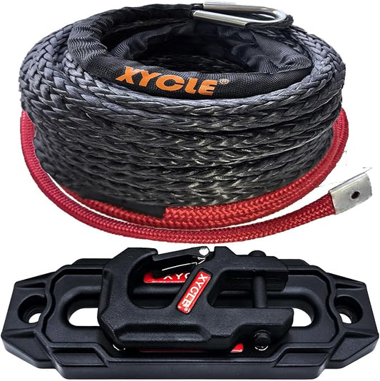 10" (254mm) Synthetic Rope Towing Winch Aluminum Cable Guide&Foldable Forged Trailer winches Hook kit, 1/2" x 70 Ft Synthetic Winch Cable Suitable for 10000-20000 LBs Electric Winch（Black）
