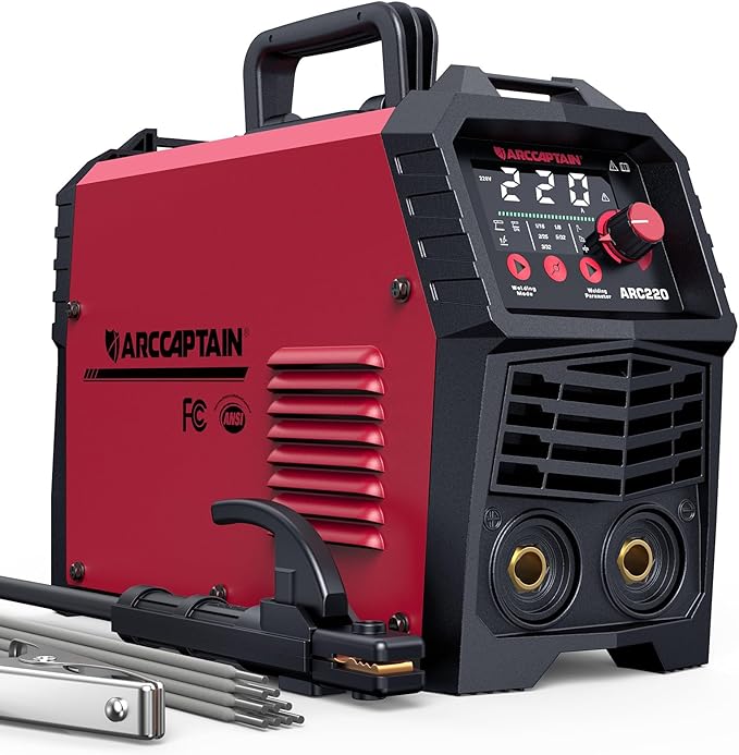 ARCCAPTAIN 220Amp 10PCS Rods Stick Welder, [Large LED Display] ARC/Lift TIG Welding Machine with Synergic Control, IGBT Inverter 110V/220V MMA Welder Machine with Hot Start, Arc force, and Anti-Stick