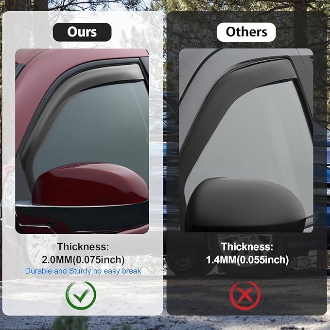 Nilight in Channel Window Deflectors for Ford Explorer 2011 2012 2013 2014 2015 2016 2017 2018 2019 Vent Window Visors,Rain Guards-4PCS