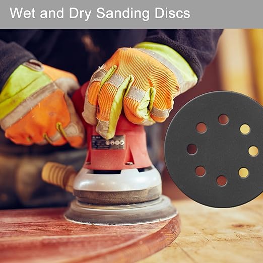 100 Pcs 5 Inch Sanding Discs Hook & Loop 8 Holes Wet Dry 1000 Grit Sandpaper Silicon Carbide Sand Paper for Orbital Sander Automotive Wood Plastic Metal Polishing (100Pcs 1000 Grit)