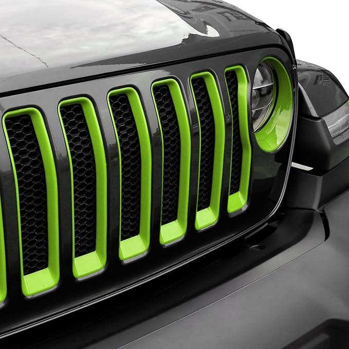 Grille Grill Insert+Headlight Turn Light Cover Compatible with 2018-2023 Jeep Wrangler JL JLU Sport/Sport S Only,Not for Sahara,Rubicon 4xe(Green)