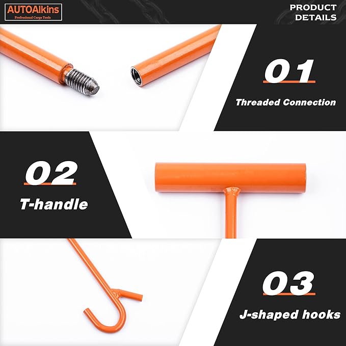 Heavy Duty 5th Wheel Pin Puller, 2 Pack 32" Solid Steel Chrome Plated Fifth Wheel Puller w/Hook