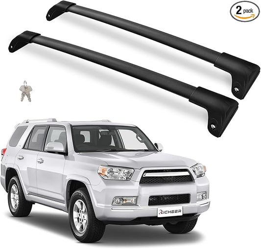 Richeer 220LBS Roof Rack Cross Bars for 4runner 2010-2024 with Side Rails, Lockable Heavy Duty Aluminum Cross Bar with Anti-Theft Locks for Cargo Racks Rooftop Luggage Canoe Kayak Bicycle roof Bag