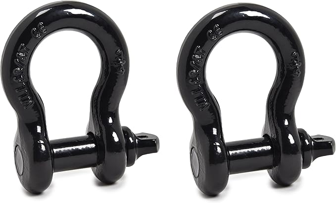 Hi-Gear (4 PK, Black Bow Shackles 3/4" D Ring Shackle Rugged Unbreakable 28.5 Ton (57,000 Lbs) Maximum Break Strength with 7/8'' Pin Bow Screw Heavy Duty D Ring for 4x4 Vehicle Recovery