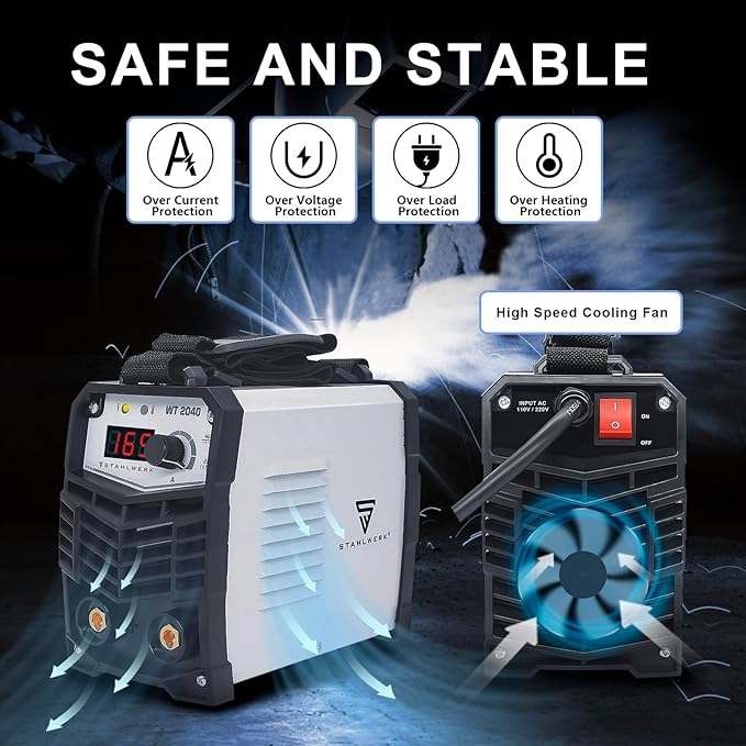 ARC Welder 165A Inverter MMA Welder Machine 110/220V IGBT Digital Display Hot Start Portable Stick Welding Machine with Electrode Holder, Earth Clamp and Cable Adapter