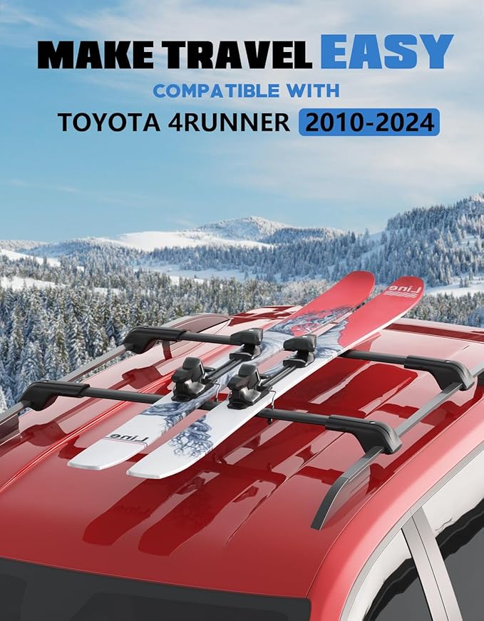Heavy Duty 330lb Lockable Roof Rack Cross Bars Compatible with Toyota 4Runner 2010-2024 (with Factory Side Rails), Aluminum Roof Rails Crossbars Black Rooftop Cargo Luggage