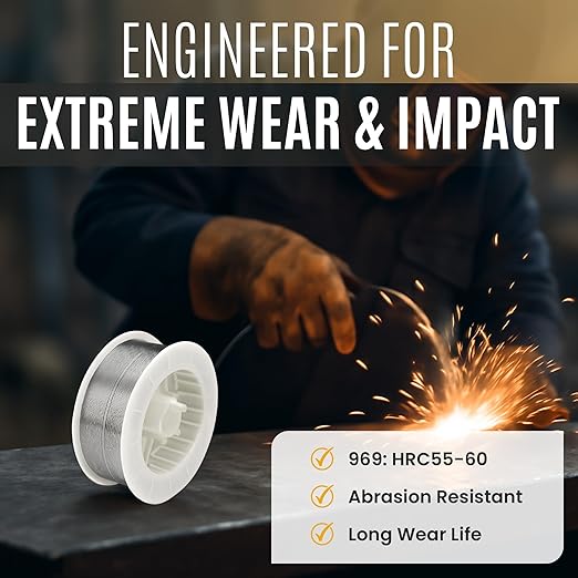 Rankin Ranomatic 969G Hardfacing Wire, General Purpose Welding Wire, Extreme Abrasion Resistance, Alloy-Cored Wire, Welding Equipment, 0.045" x 25 lb Spool