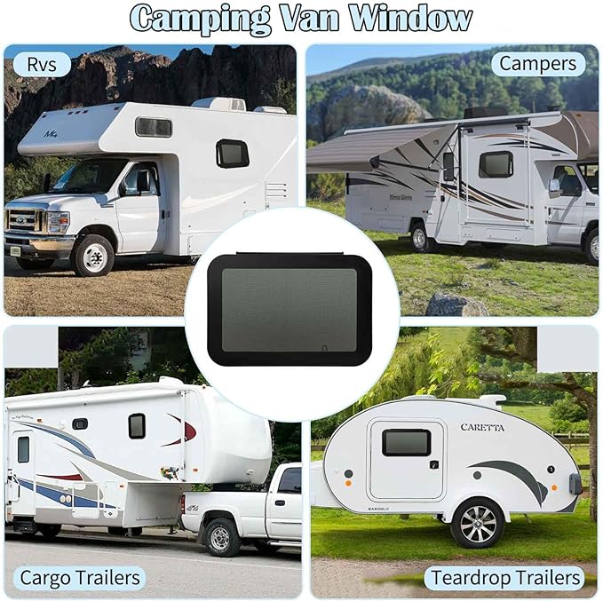 14x22 RV Slider Window - Frameless Design, DOT-Approved Tinted Glass, Weatherproof Aluminum Frame, w/Mesh Screen & Install Kit (Fits 1.5"-1.875" Walls)