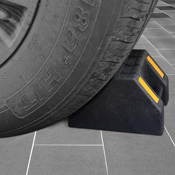 Heavy-Duty Rubber Wheel Chocks, Ergonomic Portable Durable Wheel Chock with Handle, Wheel Wedge, Wheel Stopper for Cars, Motorcycles, Travel Trailers (Small - 8Pack)