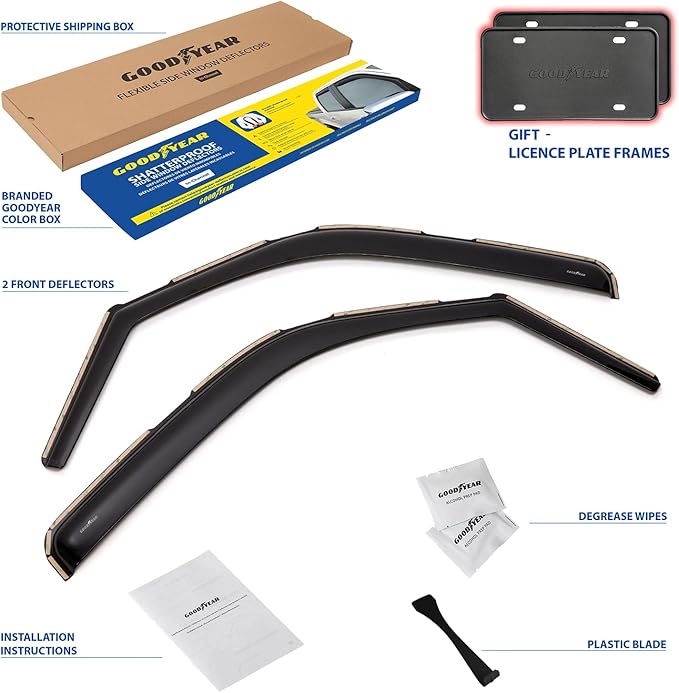 Goodyear Shatterproof in-Channel Window Deflectors for GMC Savana 2500/3500 1996-2026, Rain Guards, Window Visors for Cars, Vent Deflector, Car Accessories, 2 pcs - GY007726