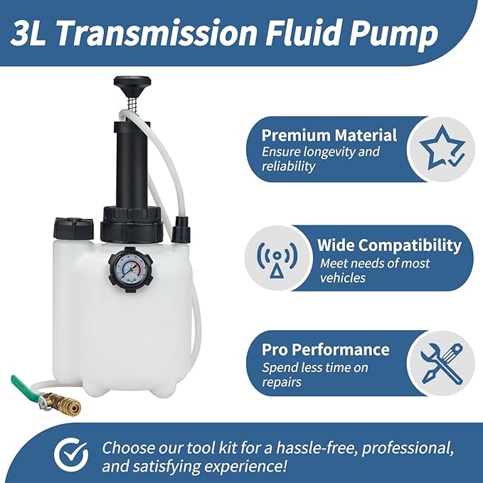 3L Transmission Fluid Pump Transmission Oil Pump Extractor Manual Oil Pump/Oil Filling Filler S ystem Tool with 8Pcs Adapters