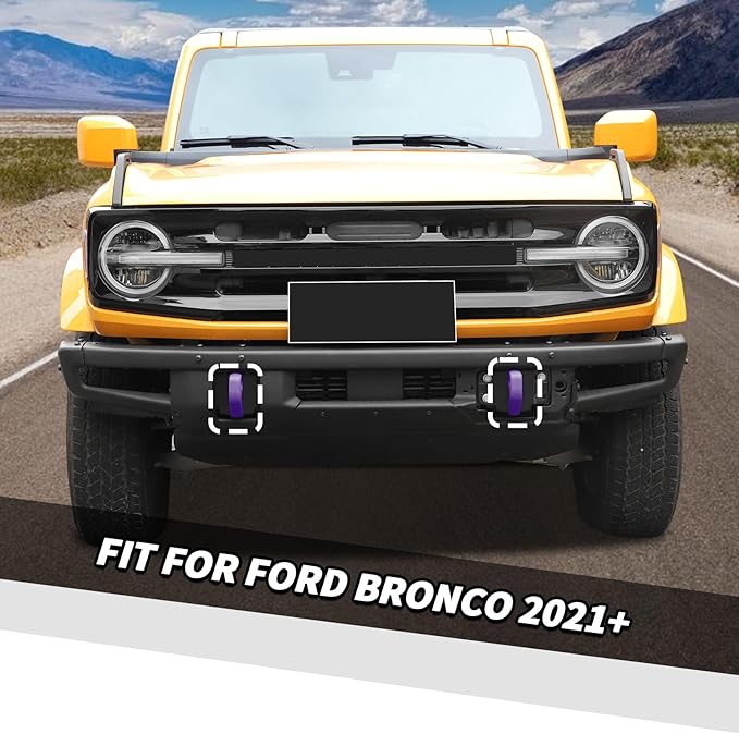 Jimen Fit for Ford Bronco 2021-2024, 2PCS Front Bumper Tow Hook Covers Protector Exterior Accessories (Purple)