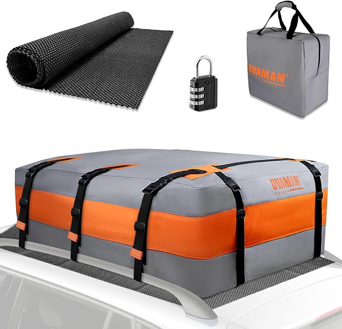 Car Rooftop Cargo Carrier Bag – 20 Cubic Feet Waterproof Heavy Duty 900D Roof Bag for All Vehicles SUV with/Without Roof Rack, Car Storage Bag with Anti-Slip Mat, 6 Hooks & Luggage Lock