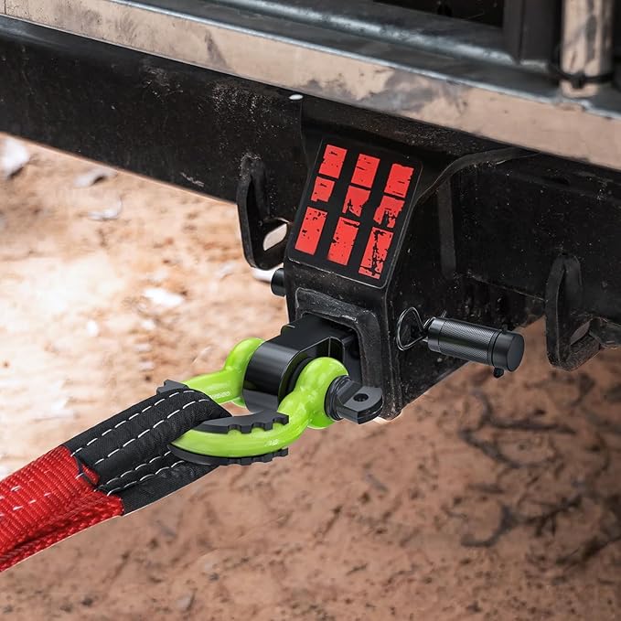 Nilight Anti-Theft Shackle Hitch Receiver 2Inch 45000 LBs Breaking Strength 3/4" Anti-Theft D Ring Shackle 5/8" Trailer Hitch Lock Pin Heavy Duty Solid Towing Kit for Trucks Off Road(Green&Black)