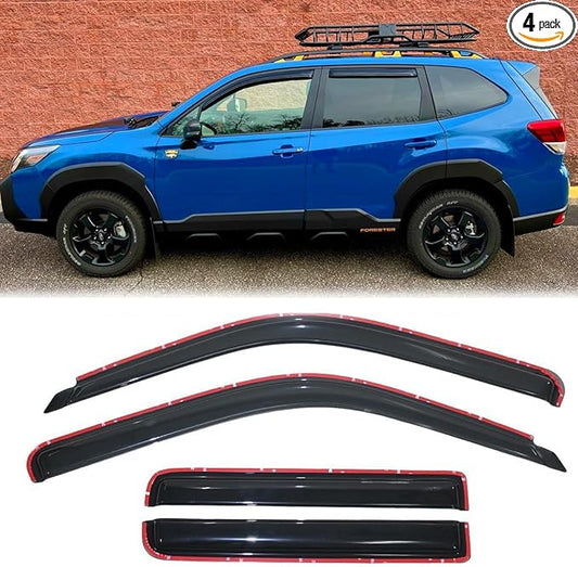 4pcs Original Shatterproof Rainproof Side Window Wind Deflectors for Forester 19-24,in Channel Rain Guards Sets,Nice Looking Window Visors for Car,Vent Deflector for Forester 2019-2024 SUB27-IN