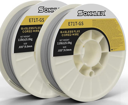 11-Pound .035 Flux Core Welding Wire, E71T-GS Mig Welding Wire, Low Splatter Mild Steel Wire Compatible With HF Fourney Harbor Welder(2 PACK)