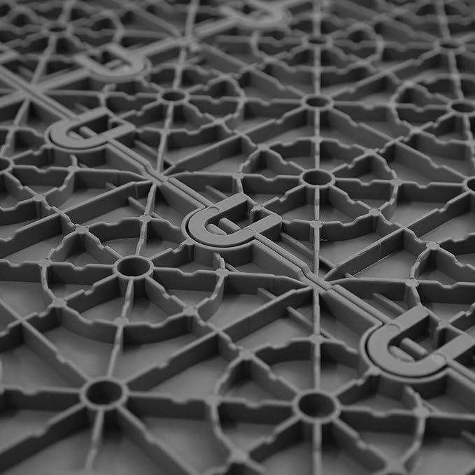 FlooringInc's Nitro 12"x12" Snap-Together Garage Flooring Tiles, Non-Slip Interlocking Plastic Floor Mat, Organization & Storage, Coin Pattern, Graphite, 12 Tiles, 12 Sq/Ft