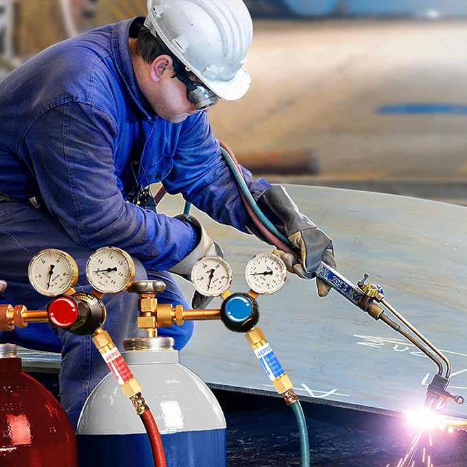 AGPTEK Oxygen Acetylene Flashback Arrestors Set Regulator End 9/16-18 Threads B Size