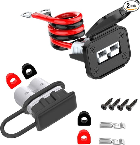 Battery Quick Disconnect Connector, Battery Cable Connector Quick Disconnect Battery Terminal, Anderson Connector, 8Awg Wire Harness Plug Connector Kit for Car Winch Trailer,Forklift