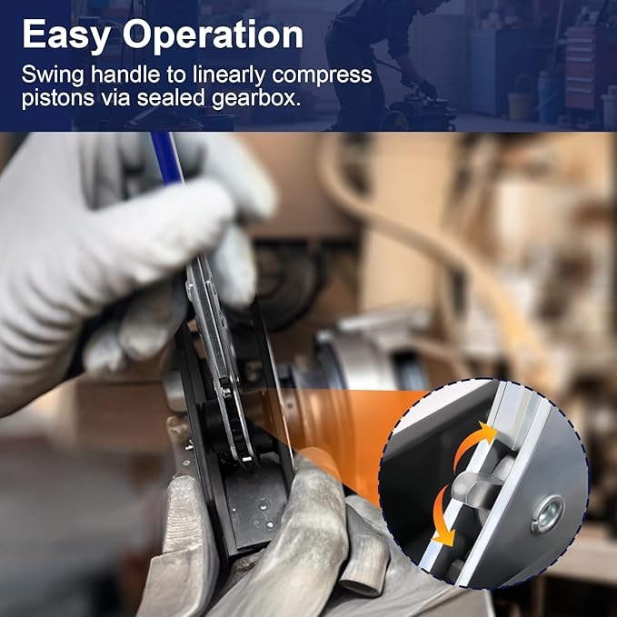 Brake Caliper Compression Tool with 2 Hanger Hooks, 360° Adjustable Piston Caliper Piston Compressor Tool for Pressing Pistons, Replacing Pads, Repairing Cylinders