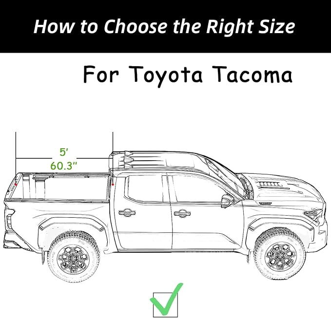 Retractable Truck Bed Tonneau Cover for 2016 2017 2018 2019 2020 2021 2022 2023 2024 2025 Toyota Tacoma (5'/60") Truck Bed Cover Key Lock