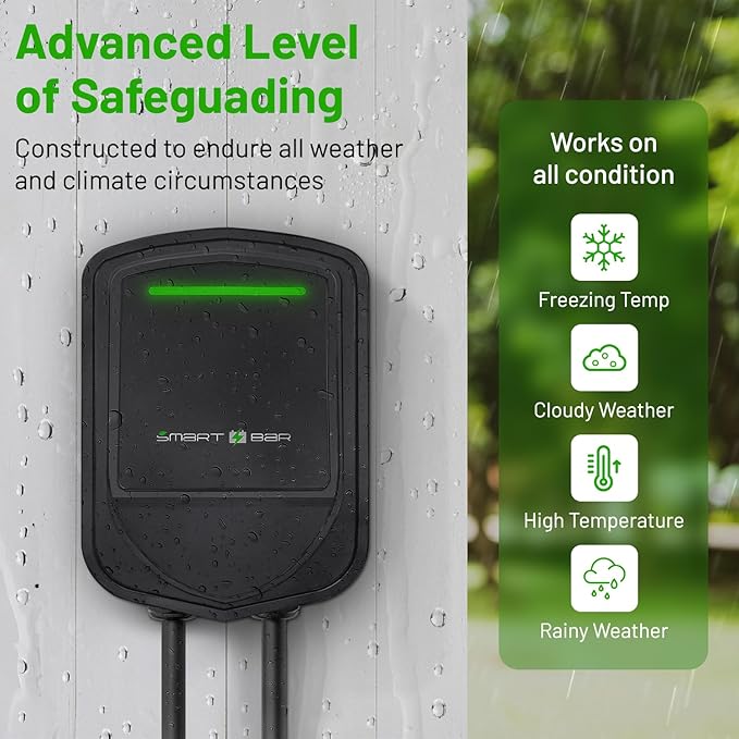 SBB Home Smart Level 2 EV Charger up to 40Amp, 240V Indoor/Outdoor Fast Car Charging Station with App, 25 ft Wi-Fi Enabled EVSE, NEMA 14-50 Plug Electric Car Charger Compatible with All EV Models