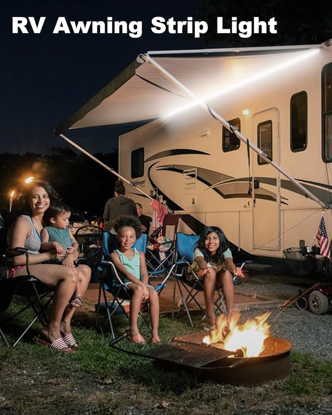 RV Awning Lights 12vdc 13ft/4m White LED Strip Camper Waterproof IP67 Motorhome Travel Trailer Canopy Outdoor RV Underglow Exterior Tape Lights