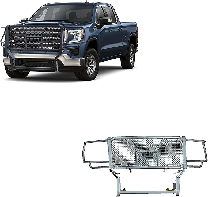 Black Horse RUGGED Heavy Duty Grille Brush Bumper Guard Modular Black Compatible with 2020-2023 GMC Sierra 2500 HD|2020-2023 GMC Sierra 3500 HD-RU-GMSI20-B
