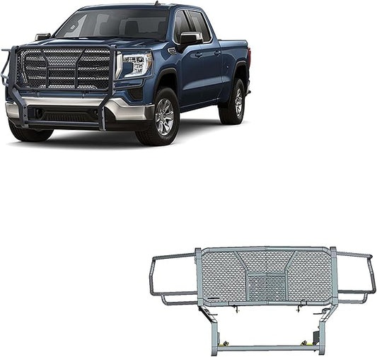 Black Horse RUGGED Heavy Duty Grille Brush Bumper Guard Modular Black Compatible with 2020-2023 GMC Sierra 2500 HD|2020-2023 GMC Sierra 3500 HD-RU-GMSI20-B