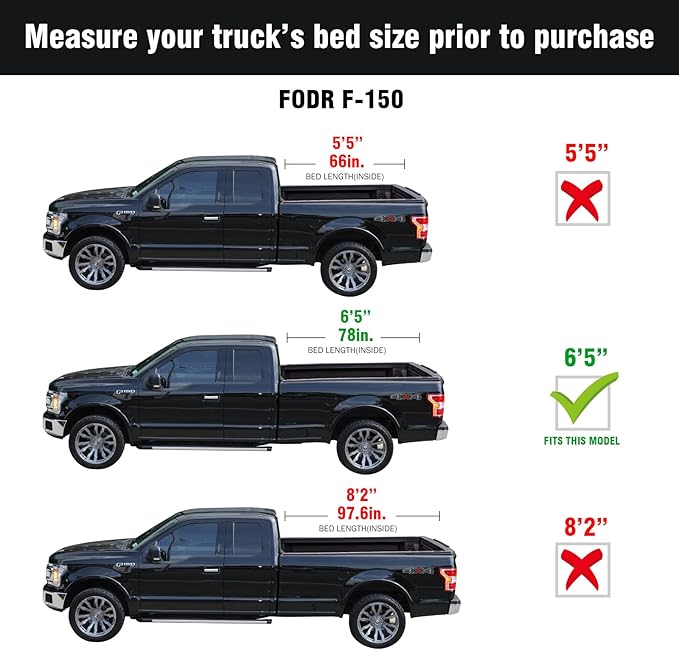 Tutel Hard Shell Folding Truck Bed Tonneau Cover|Fits 2015-2026 Ford F150 6'5" Bed (78") - TULH017