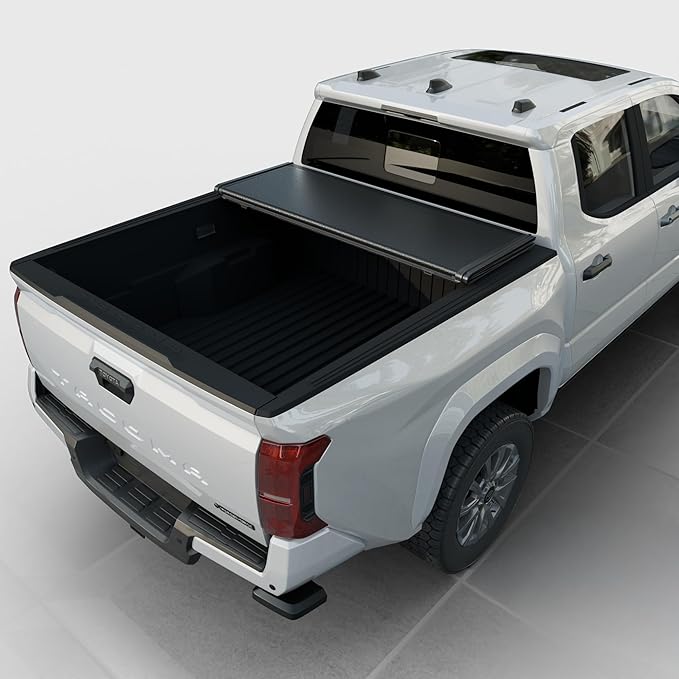 Low Profile Hard Folding Truck Bed Tonneau Cover Fits 2016-2023 Toyota Tacoma 6'2" Bed (73.7")