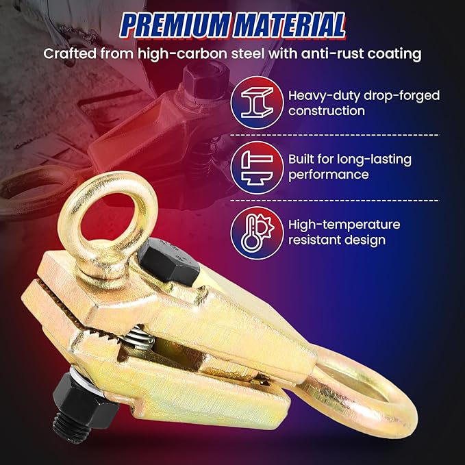 5-Ton 2-Way Auto Body Repair Clamp - Heavy Duty Frame Pull Clamp with Self-Tightening Grips for Top & Straight Pulling, Professional Collision Repair Tool for Cars & Trucks