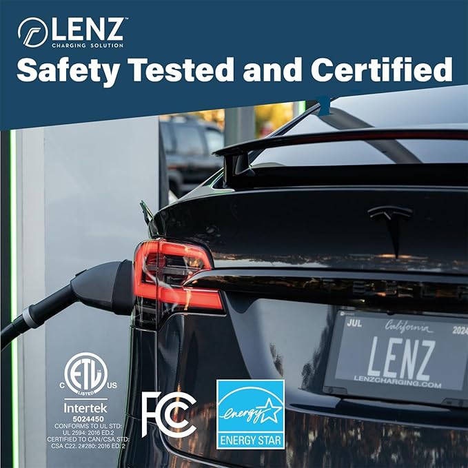LENZ Level 2 40A 240V EV Charging Station with NEMA 14-50 Plug, Compatible with All EVs, 24-Foot Cable, Weatherproof, Safety Certified, ETL Listed to UL 2594, Energy Star, FCC Certified