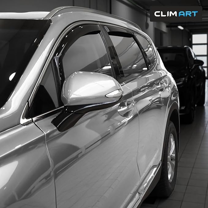 CLIM ART in-Channel Incredibly Durable Rain Guards for Hyundai Santa Fe 2019-2023, Original Window Deflectors, Vent Window Visors, Vent Deflector, 4 pcs. - 619367