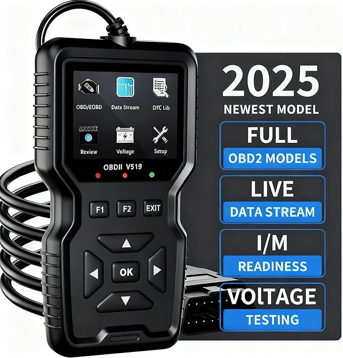 OBD2 Scanner Diagnostic Tool for Car and Truck - Car Engine Code Reader, Full OBD2 Features, Reset, Modes 6 & 8, O2 Sensor, 1996+ OBDII/EOBD Vehicles Compatible