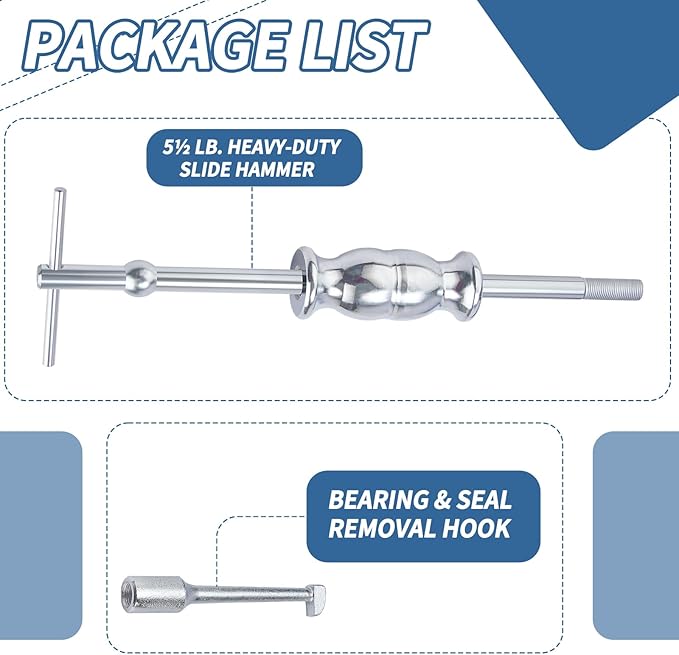 Rear Axle Bearing Puller Tool Axle Seal and Bearing Remover Set with Slide Hammer