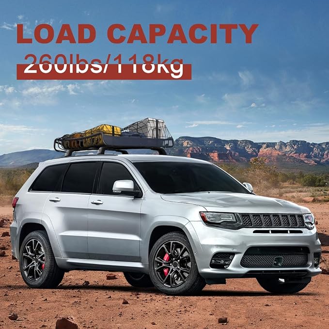 KINGGERI Lockable 260lbs Roof Racks Cross Bars Fit for Jeep Grand Cherokee Altitude & SRT & Trackhawk with Roof Black Moldings 2011-2022, Anti-Theft Aluminum Rails Crossbars Cargo Luggage