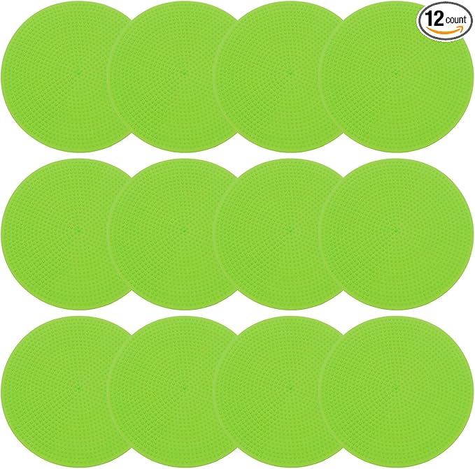PATIKIL 9 Inch Poly Spot Markers, 12Pcs Non Slip Rubber Floor Dots with Storage Bag Flat Agility Cones for Sports Training Basketball Football