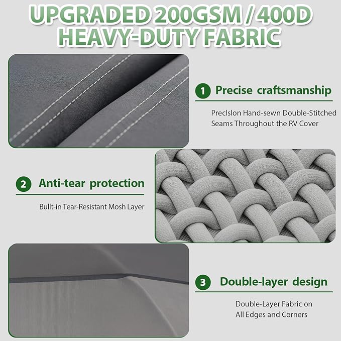RV Cover, Camper Cover 24-27ft Vehicles, Motorhome and Travel Trailer Protection with Roof Cover, Heavy-Duty 8-Layer Waterproof Rip Resistant Anti-UV