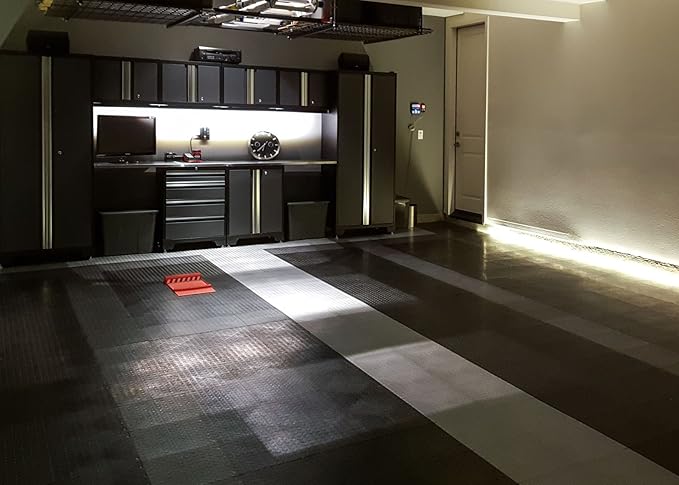 GarageDeck Coin Pattern, Durable Interlocking Modular Garage Flooring Tile (12 Pack), White