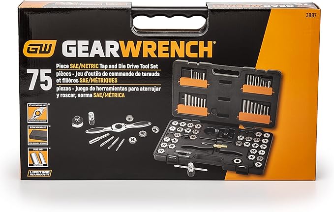 GEARWRENCH 77 Piece SAE/Metric Ratcheting Tap and Die Set -3887