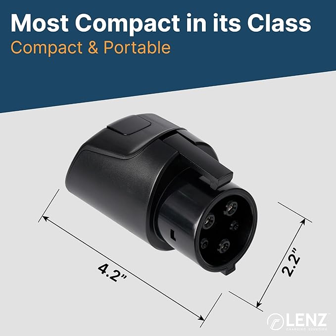 LENZ Tesla to J1772 (ONLY for J1772 EVs) Gen 2 EV Charging Adapter, Max 80 Amp, 240V, Ultra-Compact Design, Compatible with Level 2 Tesla Chargers (NOT Superchargers)