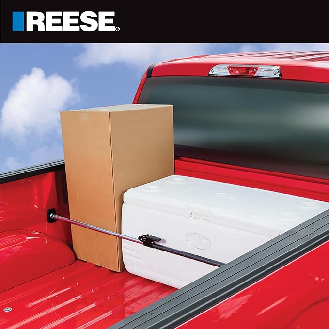 Reese Towpower 1390600 Ratcheting Cargo Bar Adjustable 40 Inch to 70 Inch, Designed To Stop Cargo From Shifting In Sport Utility Vehicles, Trucks And Vans.