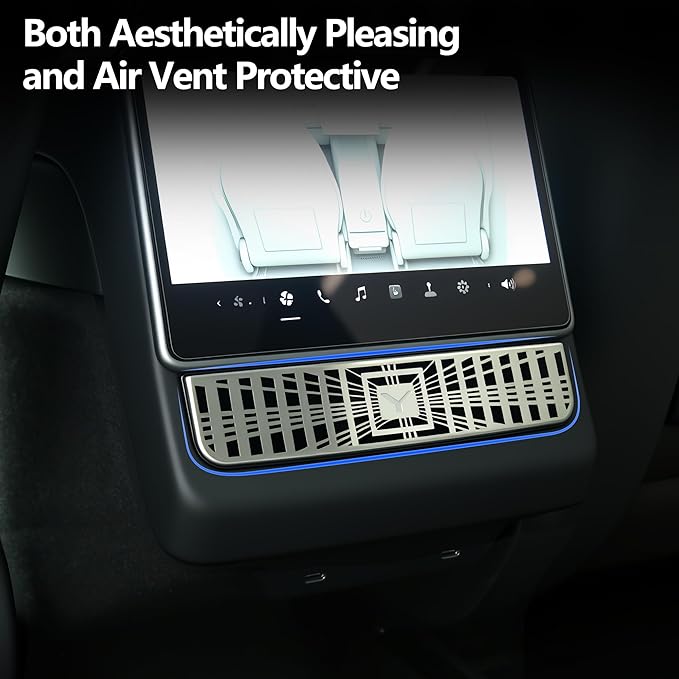 Air Vents Cover for Tesla Model Y Juniper 2026 2025 Model 3 Highland Rear AC Vent Seat Center Console Trim Cover Cap Backseat Air Conditioner Outlet Vent Grille Protector