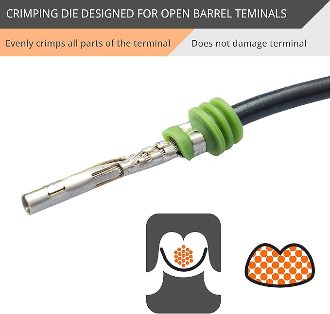 Wirefy Open Barrel Terminal Die 20-10 AWG | Replacement Die for Wirefy Crimping Tool | Compatible with OEM, Molex, Delphi, AMP, Deutsch Terminals